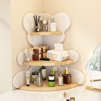 Étagère murale d'angle flottante en forme d'ours à trois niveaux, en bois, pour rangement de cosmétiques et produits de soin de la peau dans la salle de bain, organisateur et décoration intérieure