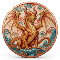 Pièce de collection édition spéciale en cuivre fin 999, 1 oz, motif Dragon King, art métallique 3D en relief, effet UV anti-décoloration