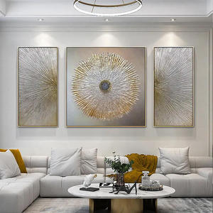 Whosale argento astratto 3 pannelli da parete opere d'arte lamina dorata linee di decorazione della parete per <span class=keywords><strong>soggiorno</strong></span> appeso pittura di cristallo - Product Image 2