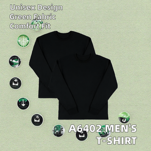A6402 Men's Solid Woven 200 Grams <b>Polyester</b>/Cotton Eco-Friendly Blank Design Long Sleeve <b>T</b>-<b>shirt</b> - Product Image 2