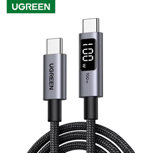 Cable de Datos <span class=keywords><strong>USB</strong></span> <span class=keywords><strong>C</strong></span> a <span class=keywords><strong>USB</strong></span> <span class=keywords><strong>C</strong></span> de Carga Rápida con Pantalla Digital UGREEN de 100 W, Cable Tipo <span class=keywords><strong>C</strong></span> con Trenzado de Nailon de 3.3 pies y 6.6 pies para iPhone y Laptop - Product Image 1
