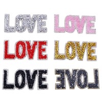 Patch autocollant en strass LOVE, lettres thermocollantes en cristal pour vêtements, chaussures, sacs, décoration DIY