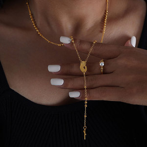 Rosario Religioso <span class=keywords><strong>de</strong></span> Acero Inoxidable Antideslustre, Artículos Religiosos Católicos, Collar con Colgante <span class=keywords><strong>de</strong></span> Cruz <span class=keywords><strong>para</strong></span> <span class=keywords><strong>Hombre</strong></span> - Product Image 2