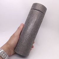 Nouvelle collection 2022 : Bouteille d'eau minimaliste de luxe en acier inoxydable 500 ml, scintillante, ornée de strass et de cristaux, compatible micro-ondes