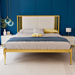 Tsuneyuki Stainless Steel <b>Bed</b> 1.5m 1.8m <b>Double</b> Size Metal Frame Modern Minimalist Bedroom Furniture - Product Image 2