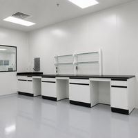 Armoire murale de laboratoire de chimie en acier avec plan de travail en résine phénolique noire, étagère à réactifs, pour laboratoire scolaire et atelier pédagogique