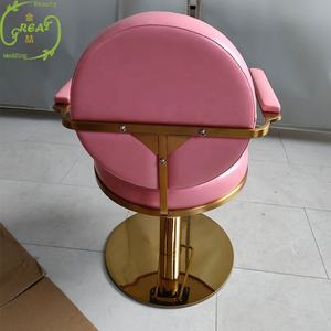 Bellezza moderna stile rosa sedia rotonda in oro inossidabile Base di barbiere <span class=keywords><strong>donna</strong></span> sedia per salone di bellezza negozio di barbiere - Product Image 4
