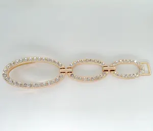 Fabricante diamante strass três oval forma link biquíni cadeia conector para biquíni swimsuit