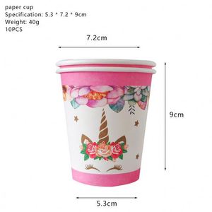 Kit de Vaisselle Jetable Licorne Rose pour Fête <span class=keywords><strong>d</strong></span>'Anniversaire Fille, Ensemble Assiettes en Carton et Gobelets - Product Image 4