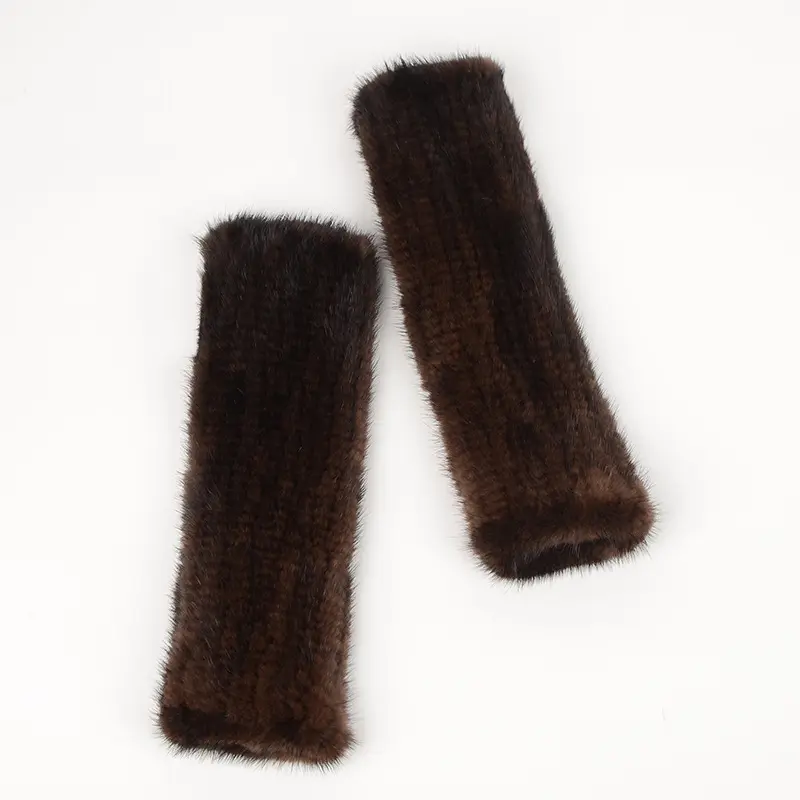 Winter Mink Fur Half Vinger Gebreide Wanten Voor Meisjes Echt Bont Dame Wanten Lange Stijl Warm Bont Vingerloze Handschoenen