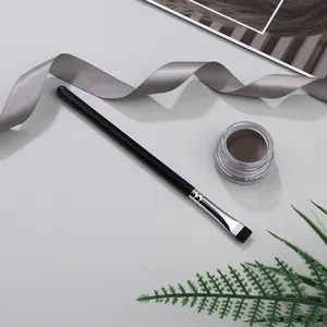 Professional Black Silver Flat Eyebrow Concealer Brush Single Vegan Thin Precise Hair Flat Eyebrow Tinting Brush Custom Logo