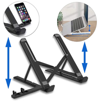 Support de Bureau Pliable en Plastique 2 en 1 QD avec Support de Téléphone et Hauteur Réglable pour Ordinateur Portable et Tablette pour Appareils de 10 à 15.6 Pouces
