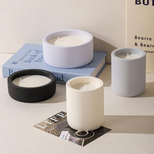 Pot à bougie en céramique avec logo personnalisé, vente en gros, récipient à bougie en <span class=keywords><strong>cire</strong></span>, décoration de mariage à domicile, grand récipient à bougie en béton vide de style nordique - Product Image 6
