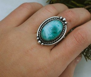 Agate du Botswana Pierre précieuse naturelle 925 Bague en argent sterling massif Bijoux fins Pierre d'agate Bague en argent Déclaration - Product Image 1