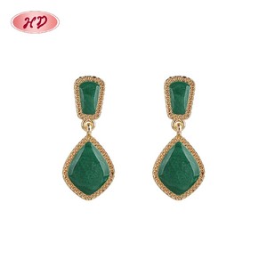 Elegant Gold Plated Stud Earrings Teardrop Zircon Green Gem Women's Party Romantic Custom <strong>Cheap</strong> <strong>Jewelry</strong> Manufacture <strong>Supplies</strong> - Product Image 6