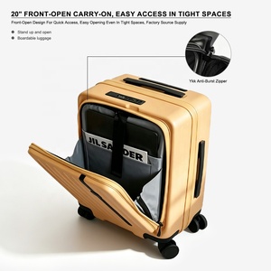 Ensemble de bagages rigides extensibles 3 pièces à ouverture frontale pour affaires avec roulettes pivotantes à amortissement par ressort - Product Image 2