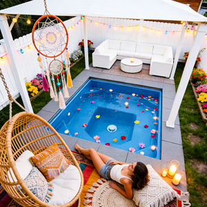 Piscina sobre suelo, spa, piscina cuadrada premium de fibra de vidrio con acabado de mosaico para spa exterior. - Product Image 3