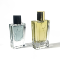 Flacons de parfum en verre de luxe de forme rectangulaire 30 ml/50 ml, personnalisables, emballages vides pour huile d'olive, flacon en verre de luxe unique