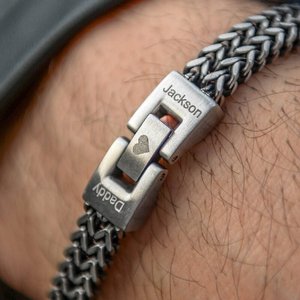 Pulsera de acero inoxidable para hombre, pulsera de cadena gruesa de acero inoxidable, accesorio elegante y moderno para hombre - Product Image 6