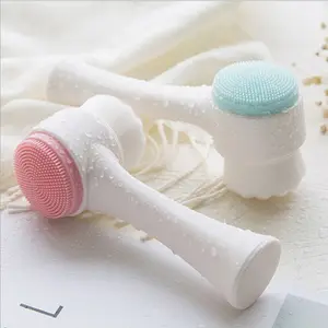 Escova facial de fibra super delicada, escova de limpeza profunda para poros, de nylon, com cabo longo