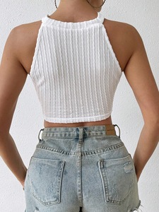Top Corto Elegante con <span class=keywords><strong>Flecos</strong></span> para <span class=keywords><strong>Mujer</strong></span>, Primavera-Verano, Corte Ajustado, Disimula el Abdomen, <span class=keywords><strong>Chaleco</strong></span> sin Mangas, Top Básico Informal - Product Image 3