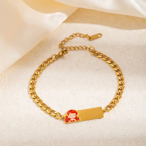 Bracelet pendentif carré plaqué or 18 carats pour femme, motif goutte d'huile, décoration élégante, style conte de fées - Product Image 3