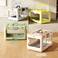 Jaula de Transporte Plegable para Mascotas, Caja de Transporte para Perros y Gatos, Plegable, Portátil, con Ventilación Multilateral, Apta para Viajes en Avión