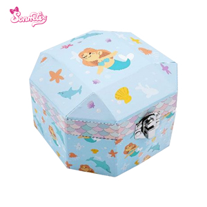 Boîte à bijoux musicale sur le thème de l'océan - Boîte de rangement en papier avec motif de sirène mignon, chansons personnalisées et espace intérieur, cadeau d'anniversaire pour filles - Product Image 2