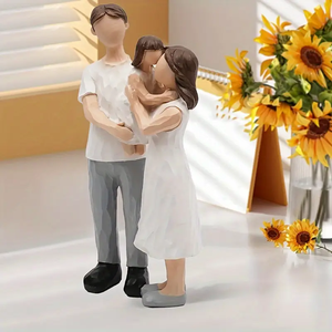 Peint à la main 3 Figure Résine Sculpture Art Déco Design Famille Cadeau pour Parents Fille Fils Maison <span class=keywords><strong>Chambre</strong></span> Salon Étagère Décor - Product Image 4