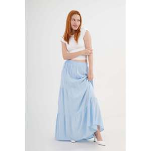Jupe longue à volants bleu ciel pour femme en gros - Product Image 6