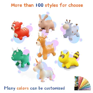 Eco-friendly Material Inflatable Soft Play Inflatable Toy Rubber Colorful Bouncy Animal Hopper For Kids With Pump