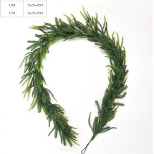 พวงมาลัยต้นสนนอร์ฟอล์กประดิษฐ์ Sunshine Flower Language ทำจากยางนิ่มสีเขียว ตกแต่งผนังบ้านสำหรับคริสต์มาส - Product Image 2
