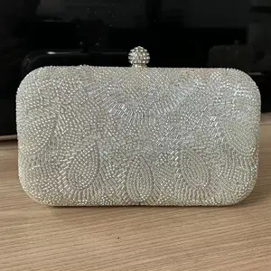 New Wholesale Beaded Evening Bag Embroidery Satin Dress Clutch Bag Ladies Banquet Bag NE1005