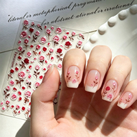 Autocollants pour ongles romantiques en relief 5D, fleurs de rose, pétales roses et rouges, autocollants décoratifs pour ongles, autocollants adhésifs pour la décoration des ongles, pour la manucure DIY