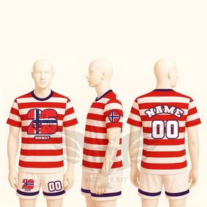 ชุดเสื้อฟุตบอลวินเทจสไตล์นอร์เวย์สำหรับผู้ชาย ชุดเสื้อยืดและกางเกงขาสั้นคุณภาพสูงแบบกำหนดเอง ชุดฝึกซ้อมระดับมืออาชีพ - Product Image 2