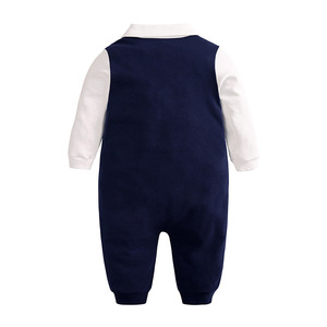 Combinaison de cérémonie élégante pour nouveau-né garçon 2021, style gentleman, à manches longues, avec nœud papillon, tenue de smoking, vêtements pour bébé de 0 à 24 mois - Product Image 6