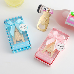 Ouvre-bouteille pour bébé en alliage de zinc, design empreinte de pied, cadeau d'anniversaire, couleur bleu rose - Product Image 2