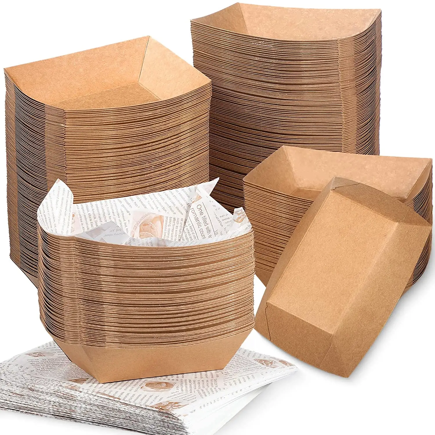 Einweg-Lebensmittel fach aus braunem Papier und fett dichtem Deli Liner Coated Paper board Boats Wax für Nacho, Taco