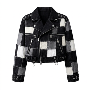 เสื้อแจ็คเก็ตยีนส์ผู้หญิงแขนยาวคอปกพับได้ - Product Image 1