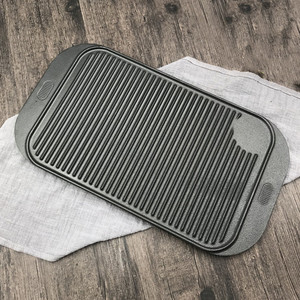 Plancha de Hierro Fundido Reversible Rectangular, Utensilios para Hornear Pre-sazonados, Plancha Despojada, Placa Cuadrada para Asar Carne - Product Image 4