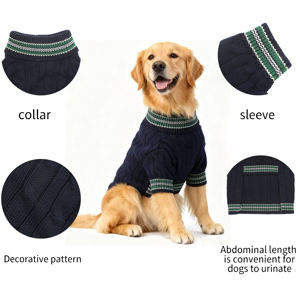 Gilet pour chien personnalisé léger et respirant en tricot, rayé vert et bleu, col roulé sans manches, pour chiens de grande et petite taille, tels que les Dachshunds - Product Image 6