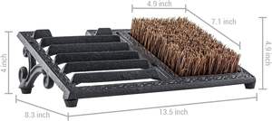 Brosse gratte-bottes d'<span class=keywords><strong>extérieur</strong></span>, brosse de nettoyage robuste pour bottes avec design incliné, gratte-bottes rustiques vintage avec brosses - Product Image 3