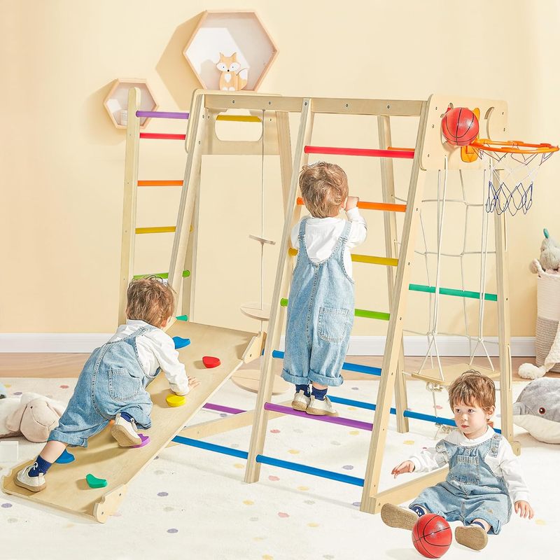 Wooden Climbing Frame and Ramp Multifunctional