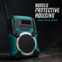 Radio de chantier portable à double alimentation DC20V / AC110-230V, radio de chantier rechargeable pour une utilisation en intérieur et en extérieur