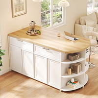 Nouvelle conception, vente chaude, prix d'usine, table de bar ovale pour la maison, îlot de cuisine, table à manger avec tiroirs et étagère de rangement
