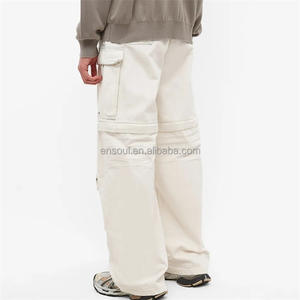 Pantalons courts pour hommes en gros OEM, personnalisés, beiges, zippés aux genoux, plusieurs poches, pantalons <span class=keywords><strong>cargo</strong></span> amples pour hommes - Product Image 2