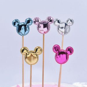 PU espejo de alto brillo Multicolor estrella corazón corona <span class=keywords><strong>Mickey</strong></span> pastel Toppers 100 piezas Feliz cumpleaños Navidad Pascua pastel decoraciones - Product Image 6
