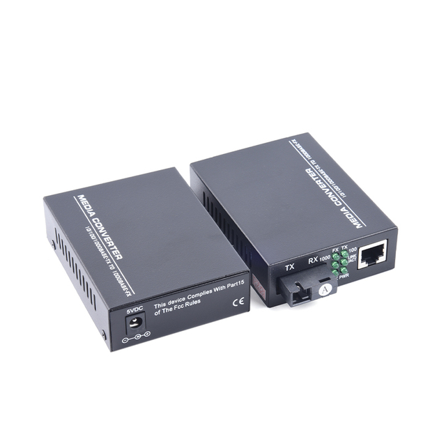 Media Converter HTB-3100 Gigabit Fiber Optical Single Mode Single Fiber SC Port 25KM External Power Supply 2pcs