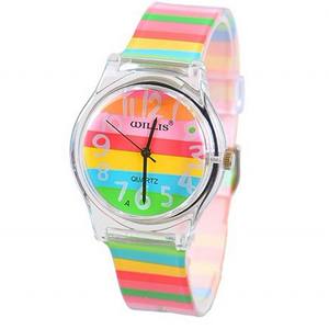 Jam Tangan Anak Perempuan <span class=keywords><strong>Heartbeat</strong></span> Ladies Willis Jam Tangan Wanita Tahan Air Pelangi Modis Resin Jam Tangan Wanita - Product Image 1
