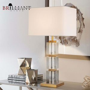 Châu Âu retro phong cách trang trí nội thất bảng đèn vuông phòng ngủ cạnh giường ngủ đèn cổ điển lớp ánh sáng pha lê thủy tinh bảng đèn - Product Image 2